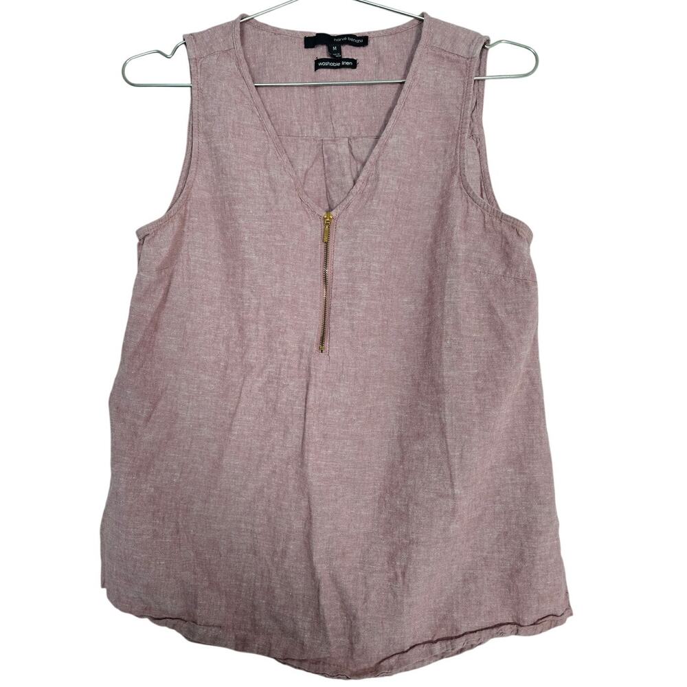 Harve Benard Red Heather Linen Tank Top Womens Medium Gold Flowy Sleeveless Boho